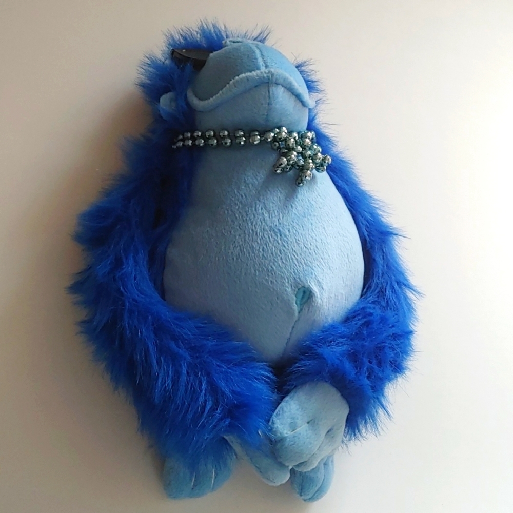 MONKEY plush light and dark blue with necklace stuffed animal toy …